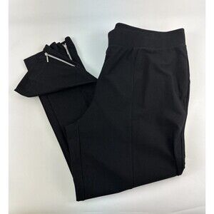 Chicos Travelers Black Ankle Pant Zipper Hem Pull On Stretch Viscose Women XL 16